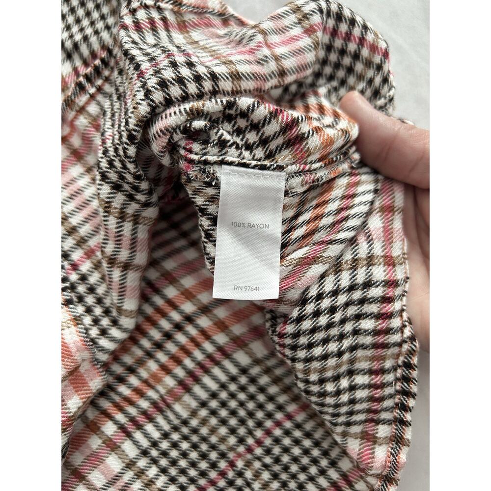 J. Jill Ruffle Plaid Blouse Womens Size 3X Pink Brown Casual Comfort Cowgirl - Picture 6 of 10